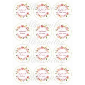   Legkedvesebb Dadusom, Óvó nénim, Tanár nénim feliratok virágos körökben KERETTEL