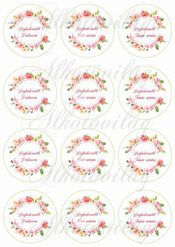 Legkedvesebb Dadusom, Óvó nénim, Tanár nénim feliratok virágos körökben KERETTEL