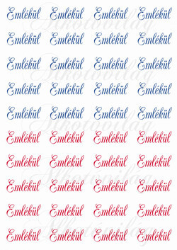 Emlékül feliratok 1,5 x 4 cm kék és piros