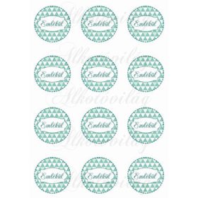   Háromszög mintás zöldes körök EMLÉKÜL felirattal KICSIBEN