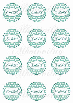 Háromszög mintás zöldes körök EMLÉKÜL felirattal KICSIBEN