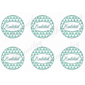 Háromszög mintás zöldes körök EMLÉKÜL felirattal