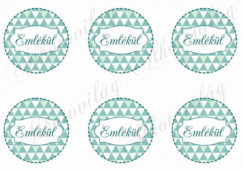 Háromszög mintás zöldes körök EMLÉKÜL felirattal