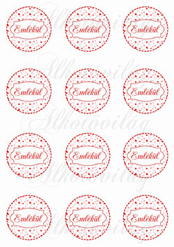 Piros szíves körök EMLÉKÜL felirattal KICSIBEN