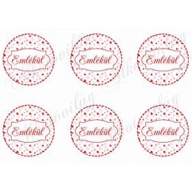 Piros szíves körök EMLÉKÜL felirattal