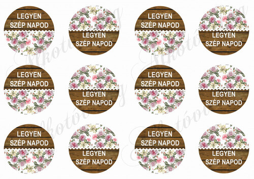 Fa és rózsamintás körök LEGYEN SZÉP NAPOD felirattal
