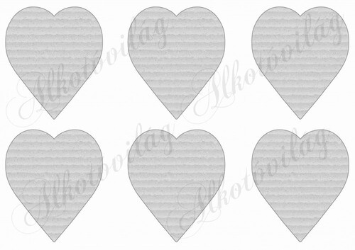 Hullámkarton mintás szívek szürkés árnyalatban - 6 db