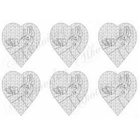 Kötött mintájú szívek rajzolt kezekkel