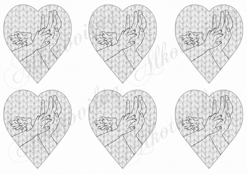 Kötött mintájú szívek rajzolt kezekkel
