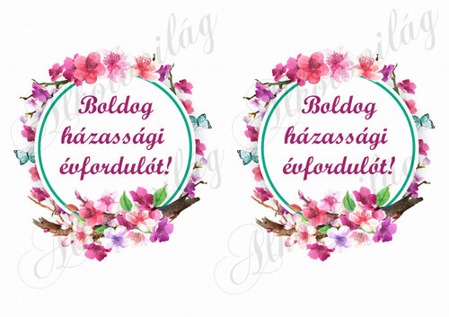 Virágos keretek boldog házassági évfordulót felirattal