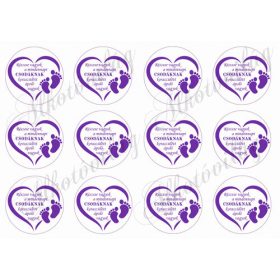 Lila tappancsos szív koraszülött ápolóknak felirattal