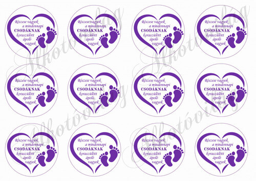 Lila tappancsos szív koraszülött ápolóknak felirattal
