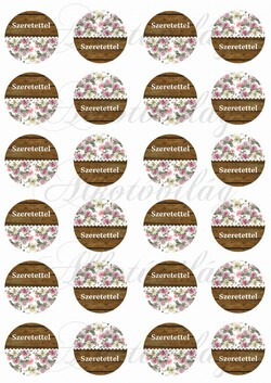 Fa és rózsamintás körök szeretettel felirattal kicsiben