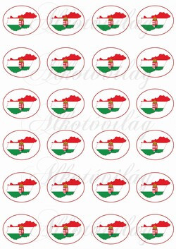 Ovális kokárdák Magyarországgal, címerrel - 4,5 x 3,5 cm