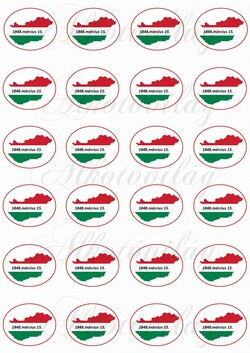 Ovális kokárdák Magyarországgal, felirattal - 4,5 x 3,5 cm