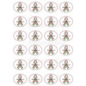 Ovális kokárdák SZALAGGAL, FELIRATTAL - 4,5 x 3,5 cm