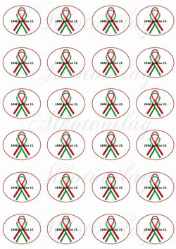 Ovális kokárdák SZALAGGAL, FELIRATTAL - 4,5 x 3,5 cm