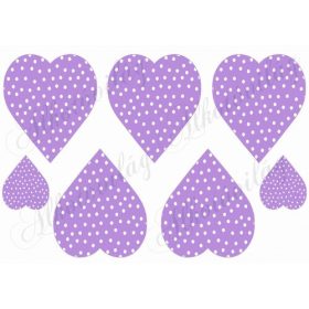   Kézzel festett kiscsibék virágokkal pöttyös lila szívekben - HÁTULJA