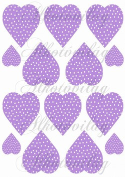 Levendula csokrok pillangókkal lila pöttyös szívekben - KICSIBEN, HÁLULJA