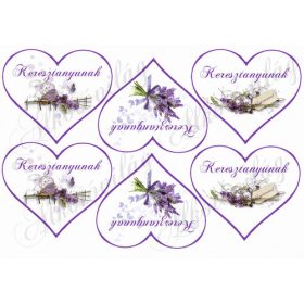 Levendulás szívek - KERESZTANYUNAK felirattal