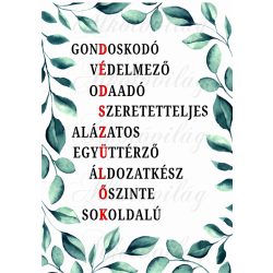   Dédszülős felirat zöld leveles keretben - PIROS FELIRATTAL