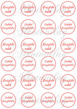 Keresztelői emlék piros csavart körökben