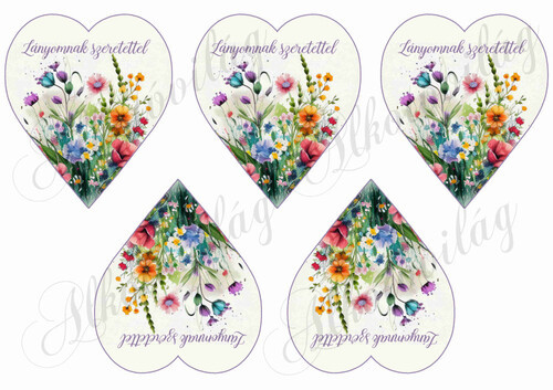 Kézzel festett mezei virágok szíveken - LÁNYOMNAK SZERETETTEL felirattal