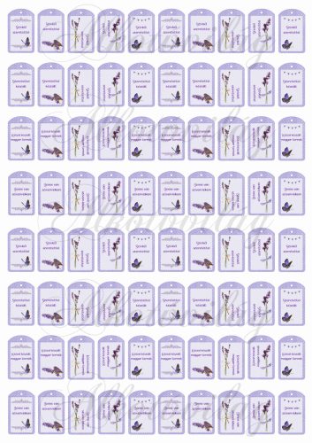 Levendulás mini kártyák különféle feliratokkal - 3,5 cm
