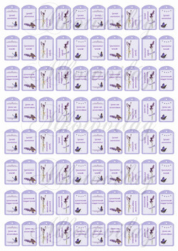 Levendulás mini kártyák különféle feliratokkal - 3,5 cm