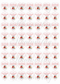 Mini szívek kalocsai mintával - Kézzel készül magyar termék és szeretettel felirattal - 3 cm