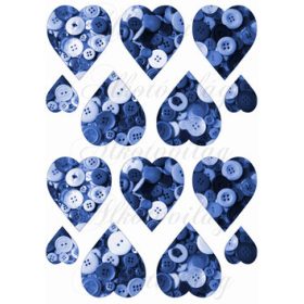 Szívek kék árnyalatú gombokkal - KICSIBEN
