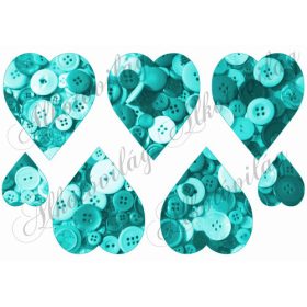 Szívek menta árnyalatú gombokkal