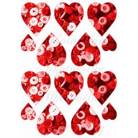 Szívek piros árnyalatú gombokkal - KICSIBEN
