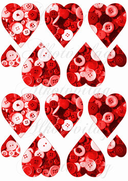Szívek piros árnyalatú gombokkal - KICSIBEN