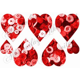 Szívek piros árnyalatú gombokkal