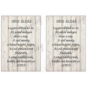Régi áldás fa háttéren fekete betűkkel 13,5 x 19,7 cm