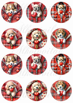 Cuki kutyusok zippzárban - VALENTIN napra - 6 cm