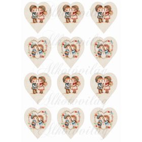 Kisfiú és kislány kraft alapú szíveken - 5,5 cm magas