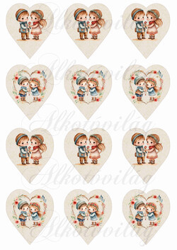 Kisfiú és kislány kraft alapú szíveken - 5,5 cm magas