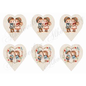 Kisfiú és kislány kraft alapú szíveken - 9 cm magas