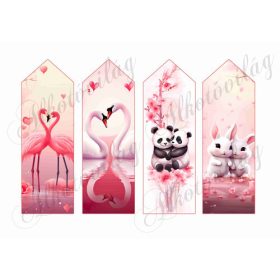   Könyvjelző kisállatokkal- FLAMINGÓ, HATTYÚ, PANDA, NYUSZI - VALENTIN NAPRA, ANYÁK NAPJÁRA - 16,5 x 5,5 cm
