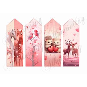   Könyvjelző kisállatokkal- LÓ, MADÁRKA, SÜNI, ŐZIKE - VALENTIN NAPRA, ANYÁK NAPJÁRA - 16,5 x 5,5 cm
