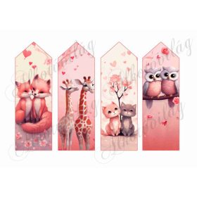   Könyvjelző kisállatokkal- RÓKA, ZSIRÁF, CICA, BAGOLY - VALENTIN NAPRA, ANYÁK NAPJÁRA - 16,5 x 5,5 cm