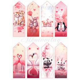   Szeretlek könyvjelző kisállatokkal  2 - VALENTIN NAPRA, ANYÁK NAPJÁRA - 13 x 4,3 cm