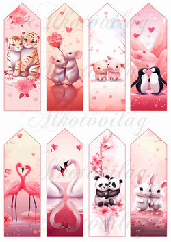 Szeretlek könyvjelző kisállatokkal  2 - VALENTIN NAPRA, ANYÁK NAPJÁRA - 13 x 4,3 cm