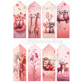   Szeretlek könyvjelző kisállatokkal - VALENTIN NAPRA, ANYÁK NAPJÁRA - 13 x 4,3 cm