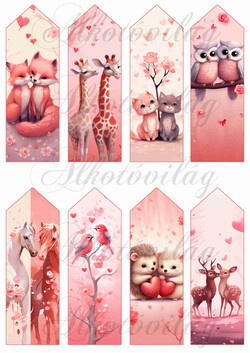 Szeretlek könyvjelző kisállatokkal - VALENTIN NAPRA, ANYÁK NAPJÁRA - 13 x 4,3 cm