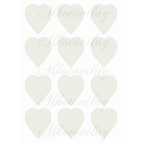   Kereszt virágokkal 6,5 cm magas szíveken - HÁTULJA - drappos