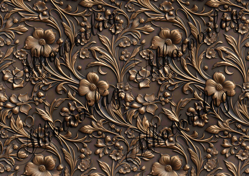 3D virágos minta fémes színben