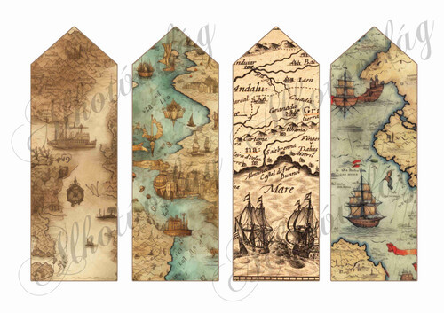 Könyvjelzők térképrészletekkel - 16,5 x 5,5 cm